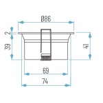 Foco empotrar Konica cuadrado 85x85mm, para Lámpara GU10/MR16